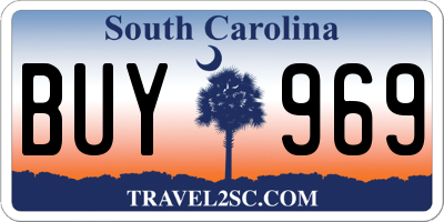 SC license plate BUY969