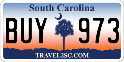 SC license plate BUY973