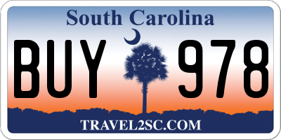 SC license plate BUY978