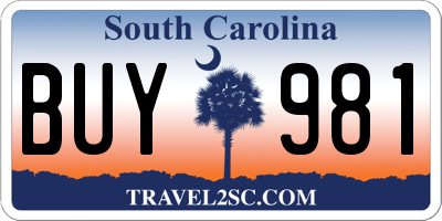 SC license plate BUY981