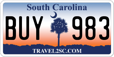 SC license plate BUY983