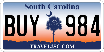 SC license plate BUY984