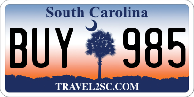SC license plate BUY985