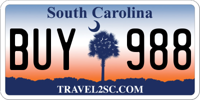 SC license plate BUY988