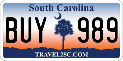 SC license plate BUY989