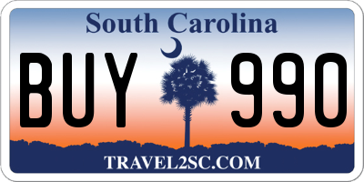 SC license plate BUY990