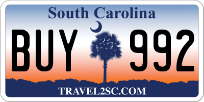 SC license plate BUY992