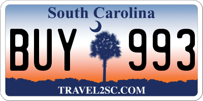 SC license plate BUY993
