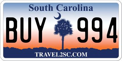 SC license plate BUY994