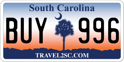 SC license plate BUY996