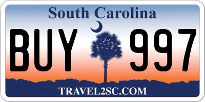 SC license plate BUY997