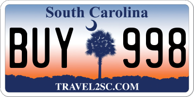 SC license plate BUY998