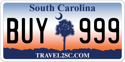 SC license plate BUY999