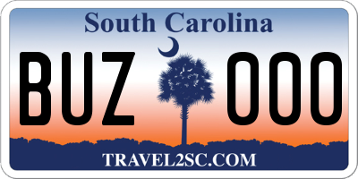 SC license plate BUZ000