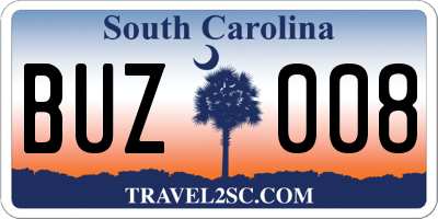 SC license plate BUZ008