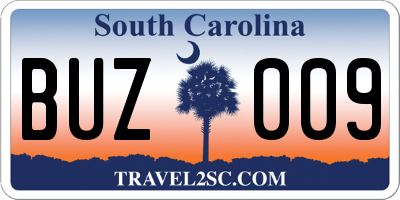 SC license plate BUZ009