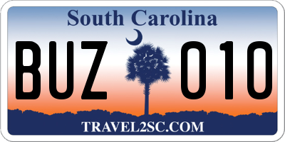 SC license plate BUZ010