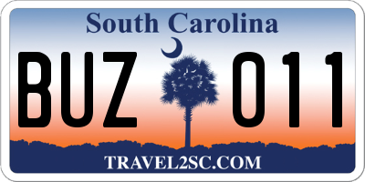 SC license plate BUZ011