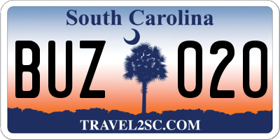 SC license plate BUZ020