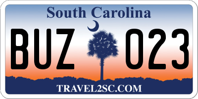 SC license plate BUZ023