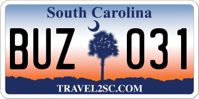 SC license plate BUZ031