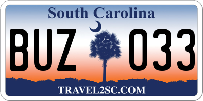 SC license plate BUZ033