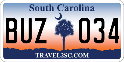 SC license plate BUZ034