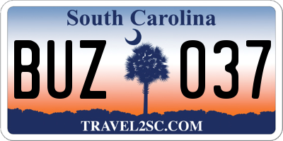 SC license plate BUZ037