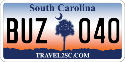 SC license plate BUZ040