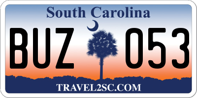 SC license plate BUZ053