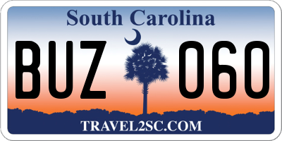SC license plate BUZ060