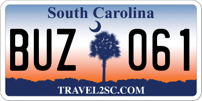 SC license plate BUZ061