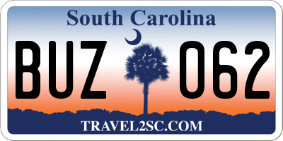 SC license plate BUZ062