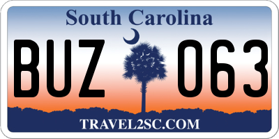 SC license plate BUZ063
