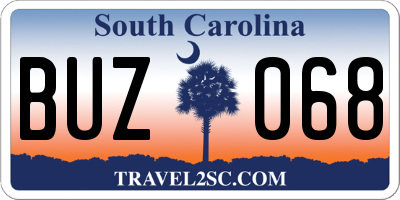 SC license plate BUZ068