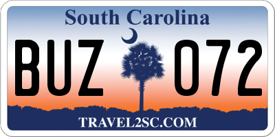 SC license plate BUZ072