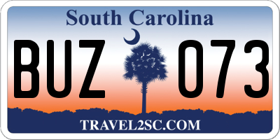 SC license plate BUZ073