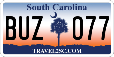 SC license plate BUZ077