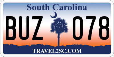 SC license plate BUZ078