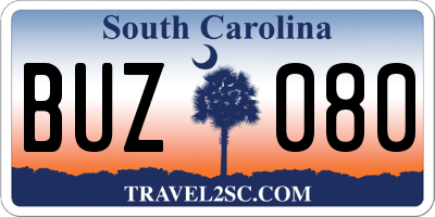 SC license plate BUZ080