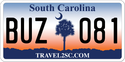SC license plate BUZ081
