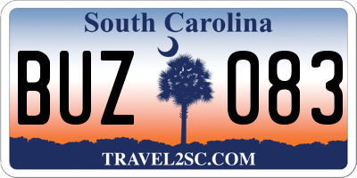 SC license plate BUZ083