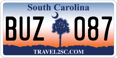 SC license plate BUZ087