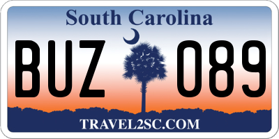 SC license plate BUZ089