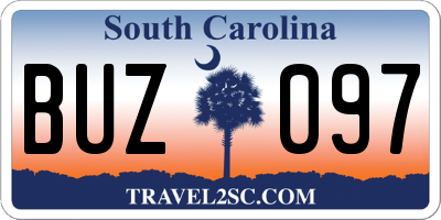 SC license plate BUZ097