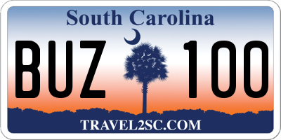 SC license plate BUZ100