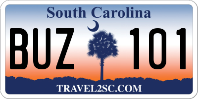 SC license plate BUZ101