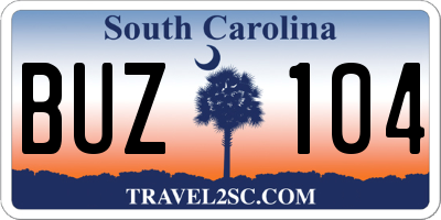 SC license plate BUZ104