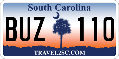 SC license plate BUZ110