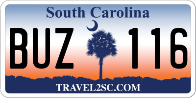 SC license plate BUZ116
